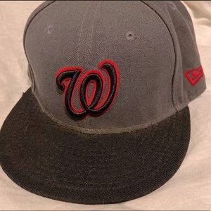 59Fifty, lightly used fitted cap. Grey, red, and black. Size 7 1/8 (56.8cm)